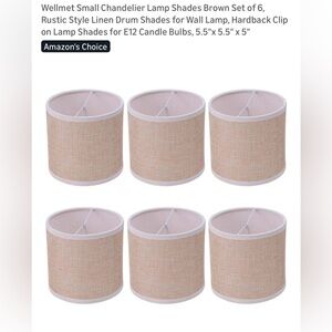 Set of 6 Tan Burlap Lamp Shades